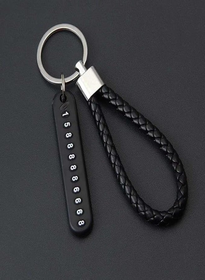 Stadash Anti-Lost Car Keychain with Phone Number Tag - Double Pendant Metal Keyring, Durable Hand-Woven Leather Strap for Car, Bike, Scooty, Office, and Home - Stylish Key Holder for Men and Women - Image 4