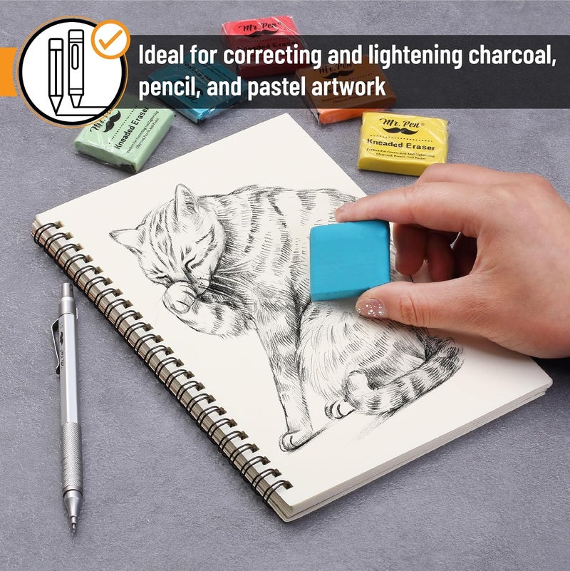 Mr. Pen- Kneaded Eraser, 4 Pack, Colorful, Kneaded Erasers for Artists | Art Eraser, Kneadable Erasers, Moldable Eraser, Art Erasers for Drawing, Artist Eraser, Drawing Erasers, Art Gum Eraser - Image 4