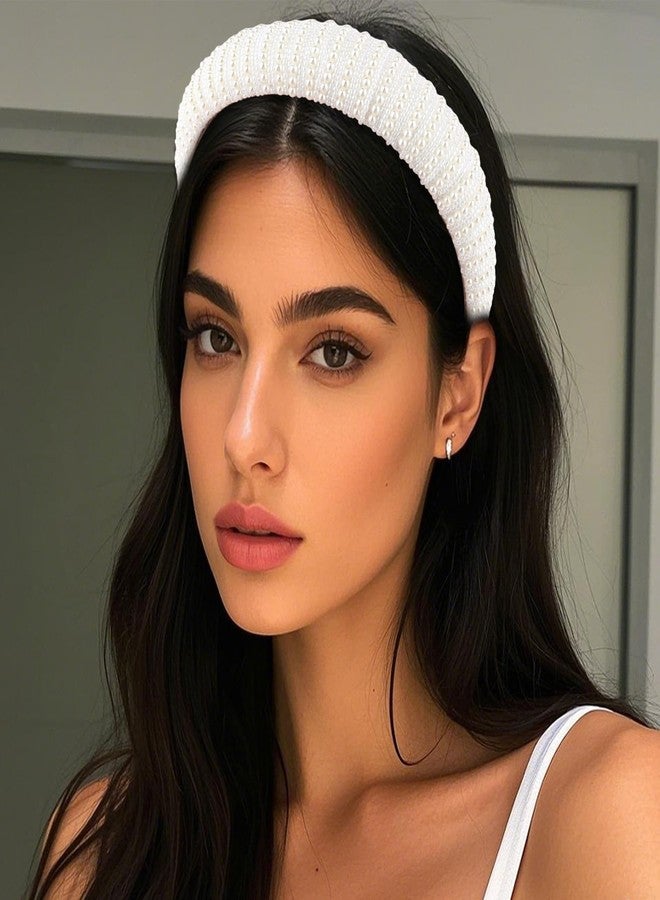 ييسيون طوق رأس من اللؤلؤ الأبيض من YISSION، طوق رأس مزين بالخرز، طوق رأس أنيق مبطن مرصع بالجواهر للنساء، طوق شعر للعرائس، إكسسوارات شعر للنساء والفتيات - Image 4
