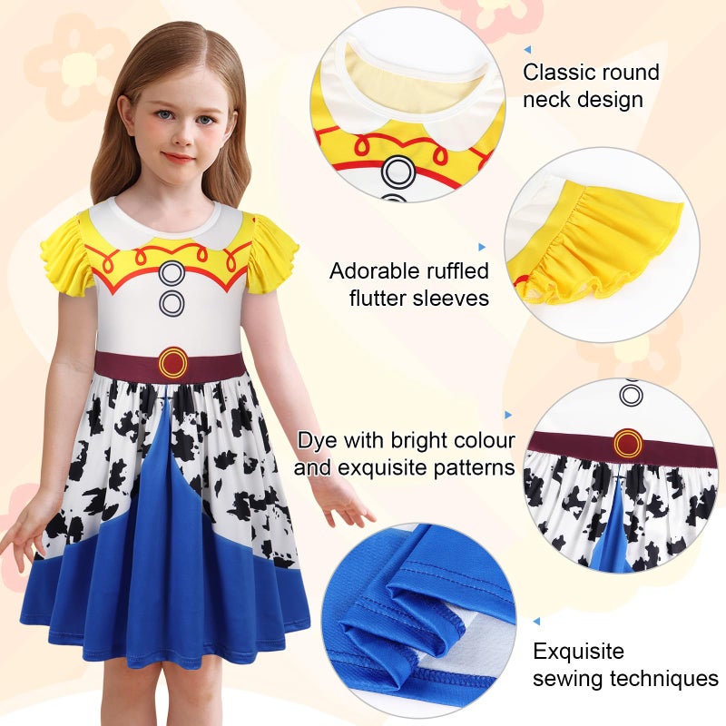 Eledobby Cowgirls Costume for Girls Toddler Princess Dress Up Clothes Halloween Outfit Birthday Party Dresses 4-5T - Image 4