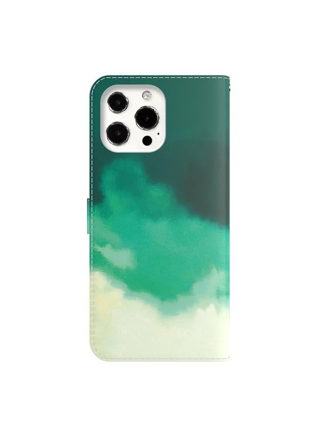Zaboon Case For iPhone 13 Pro Max Watercolor Pattern Horizontal Flip Leather Case with Holder & Card Slot & Wallet - Image 3