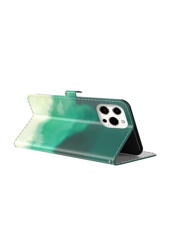 Zaboon Case For iPhone 13 Pro Max Watercolor Pattern Horizontal Flip Leather Case with Holder & Card Slot & Wallet - Image 4