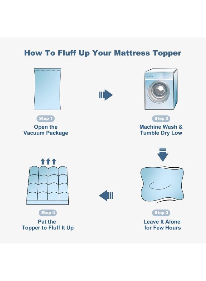 BEDLORE Queen Mattress Topper, Thick Pillow Top Pad for Back Pain Relief, Cooling Soft Mattress Cover with Deep Pockets 6-18 inch - Image 4