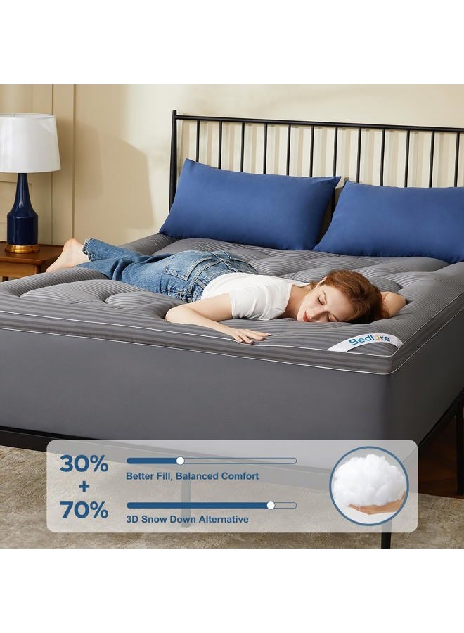 BEDLORE Queen Mattress Topper, Thick Pillow Top Pad for Back Pain Relief, Cooling Soft Mattress Cover with Deep Pockets 6-18 inch - Image 2