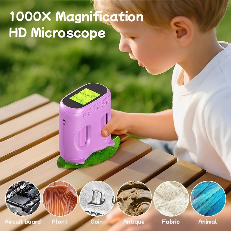 2-in-1 Microscope & Telescope 1000X Microscope 10X Telescope - 2.0" IPS Screen 1080P Camera Adjustable LED Light Purple Portable Learning Tool for Kids 3-12 Indoor Outdoor Exploration - Image 4