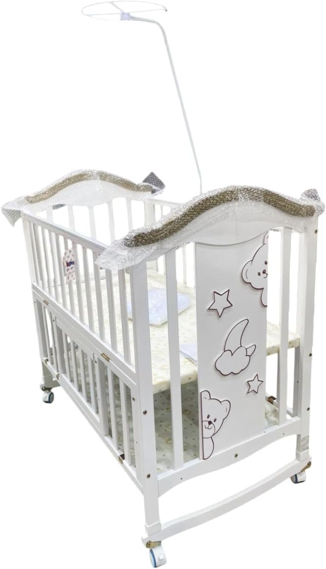 United 18.ZL Wooden Bed with Mosquito Net for Baby, White - Image 2