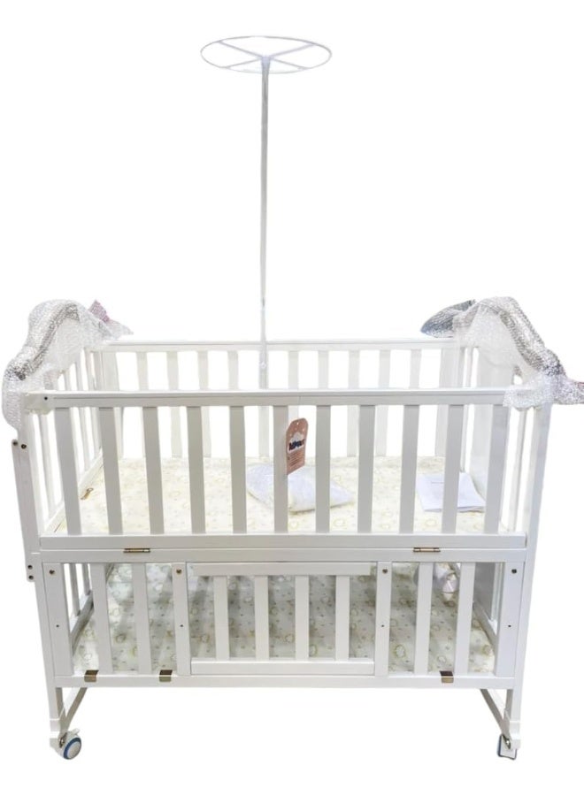 United 18.ZL Wooden Bed with Mosquito Net for Baby, White - Image 1