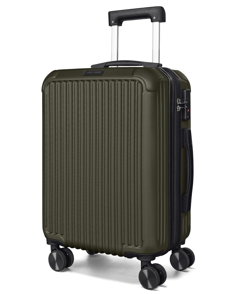 LIGHT FLIGHT Carry On Luggage 22x14x9 Airline Approved, Durable Hard Shell Carry On Suitcases with Wheels, Expandable Hardside Lightweight Travel Luggage with TSA Lock, Dark Green - Image 1