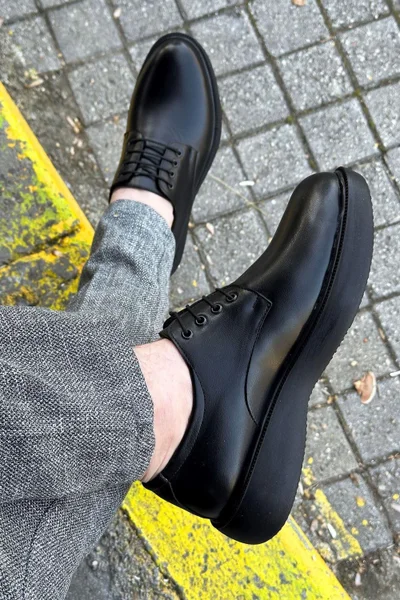 Big King Black Thick Sole Men's Classic Shoes