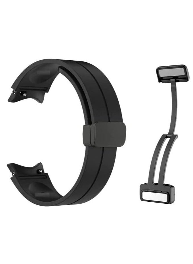 Premium Silicone Strap With Magnetic Closure Compatible With Galaxy Watch 6 Classic 43/47mm Black - Image 2