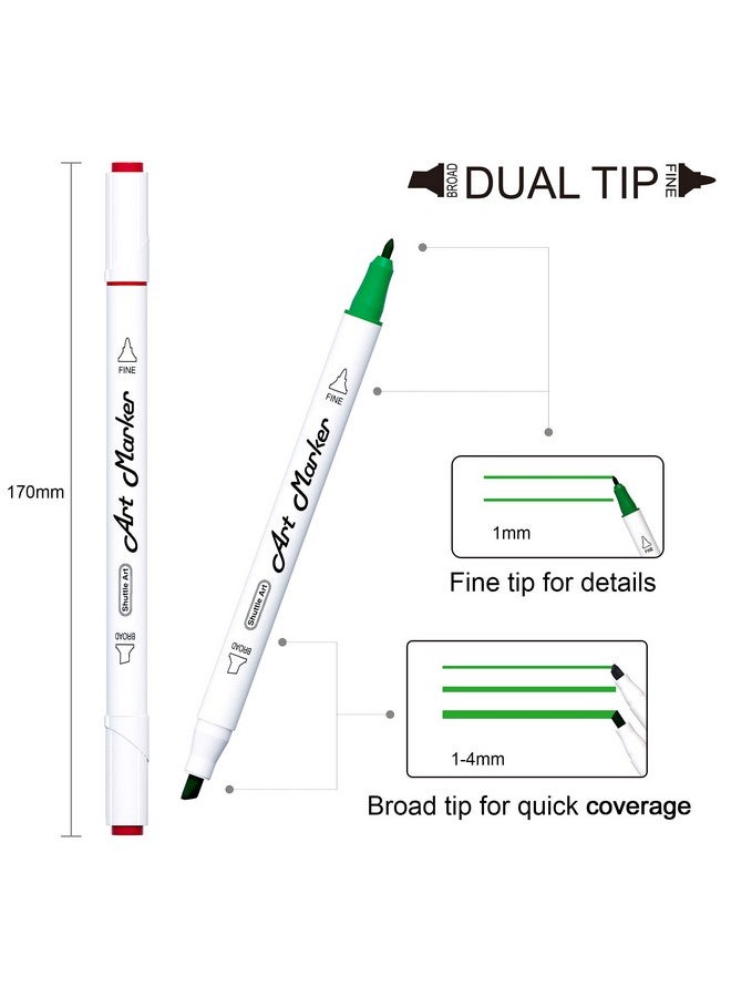 Shuttle Art 30 Colors Dual Tip Art Markers Permanent Marker Pens Highlighters Perfect For Illustration Adult Coloring Sketching And Card Making - Image 3