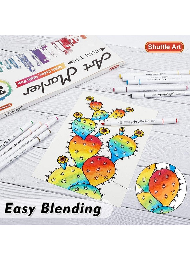 Shuttle Art 30 Colors Dual Tip Art Markers Permanent Marker Pens Highlighters Perfect For Illustration Adult Coloring Sketching And Card Making - Image 4