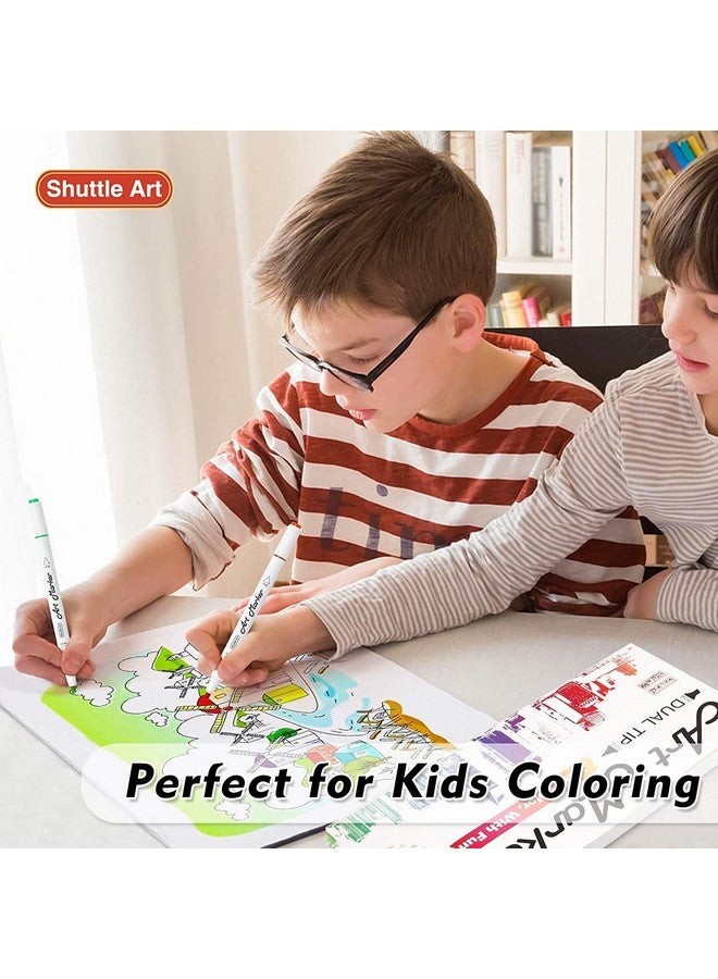Shuttle Art 30 Colors Dual Tip Art Markers Permanent Marker Pens Highlighters Perfect For Illustration Adult Coloring Sketching And Card Making - Image 5