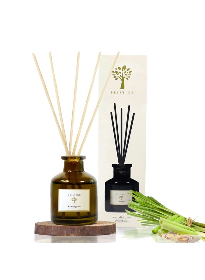 PRISTINE Lemongrass Reed Diffusers for Home & Bathroom | Fresh Lemongrass & Citronella Room Fragrance, Oil & Room Diffusers with Reeds Stick | Refreshing Home Fragrance Scent - Image 2