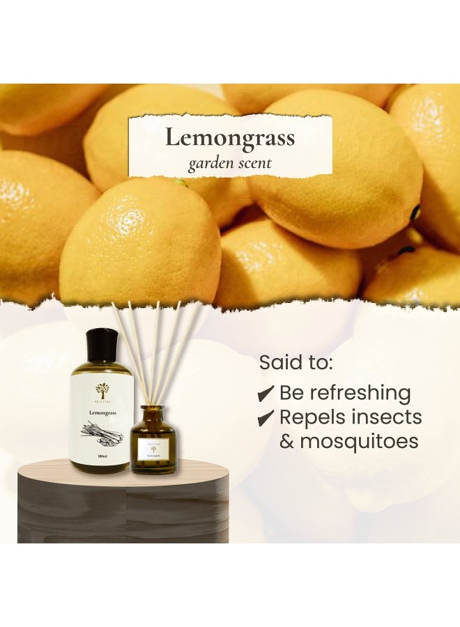PRISTINE Lemongrass Reed Diffusers for Home & Bathroom | Fresh Lemongrass & Citronella Room Fragrance, Oil & Room Diffusers with Reeds Stick | Refreshing Home Fragrance Scent - Image 3