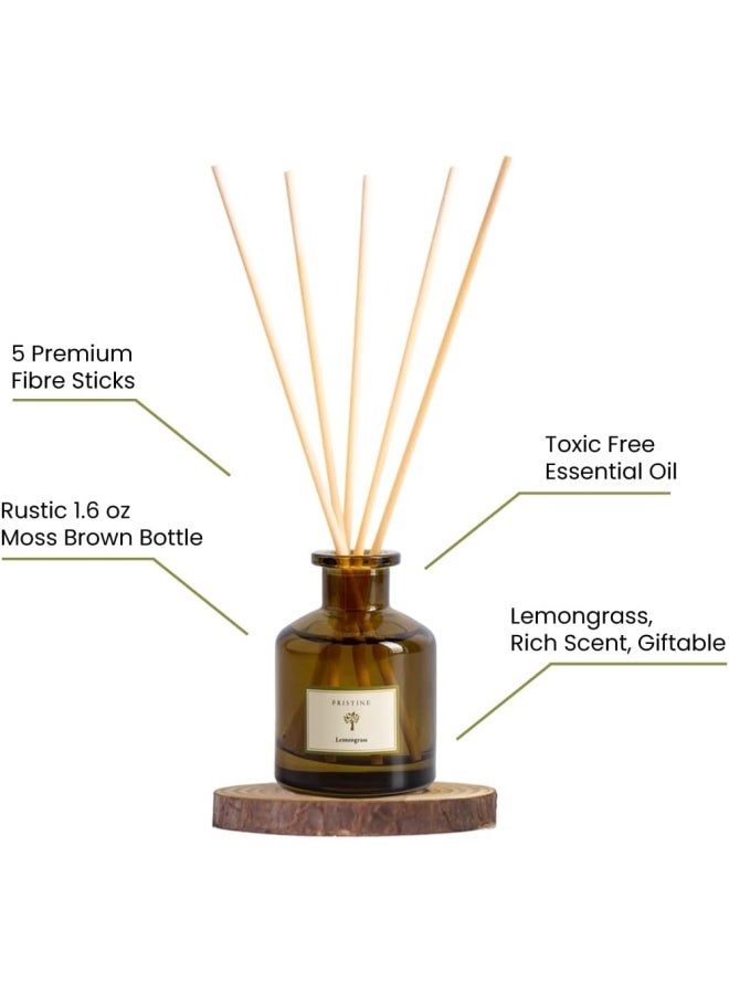 PRISTINE Lemongrass Reed Diffusers for Home & Bathroom | Fresh Lemongrass & Citronella Room Fragrance, Oil & Room Diffusers with Reeds Stick | Refreshing Home Fragrance Scent - Image 4