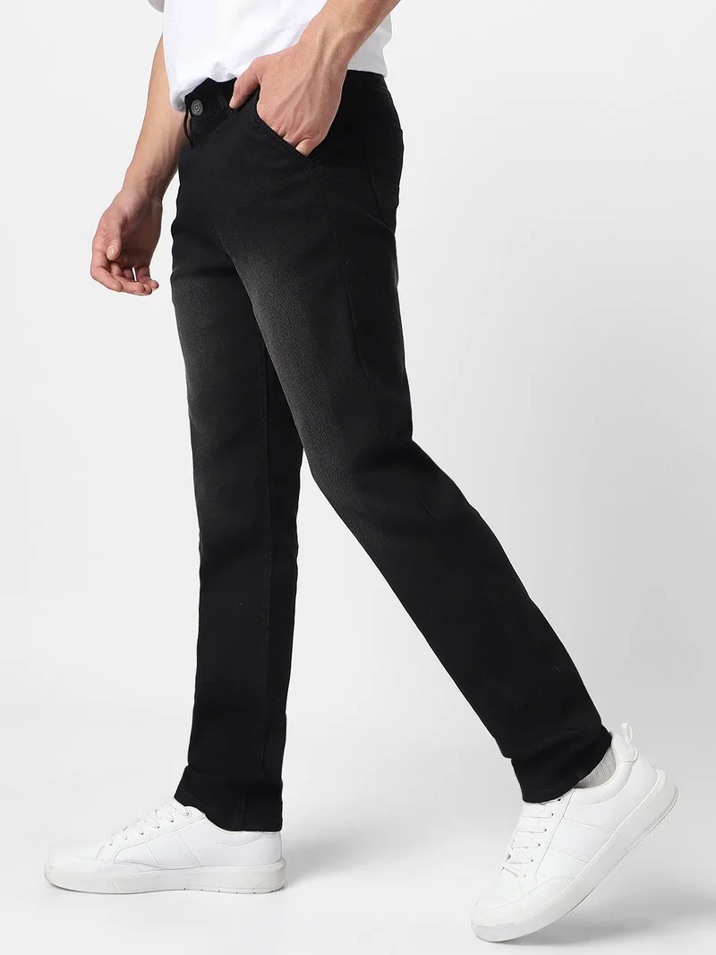 Urbano Fashion  Urbano Fashion Men's Black Regular Fit Washed Jeans Stretchable  | Best Price UAE