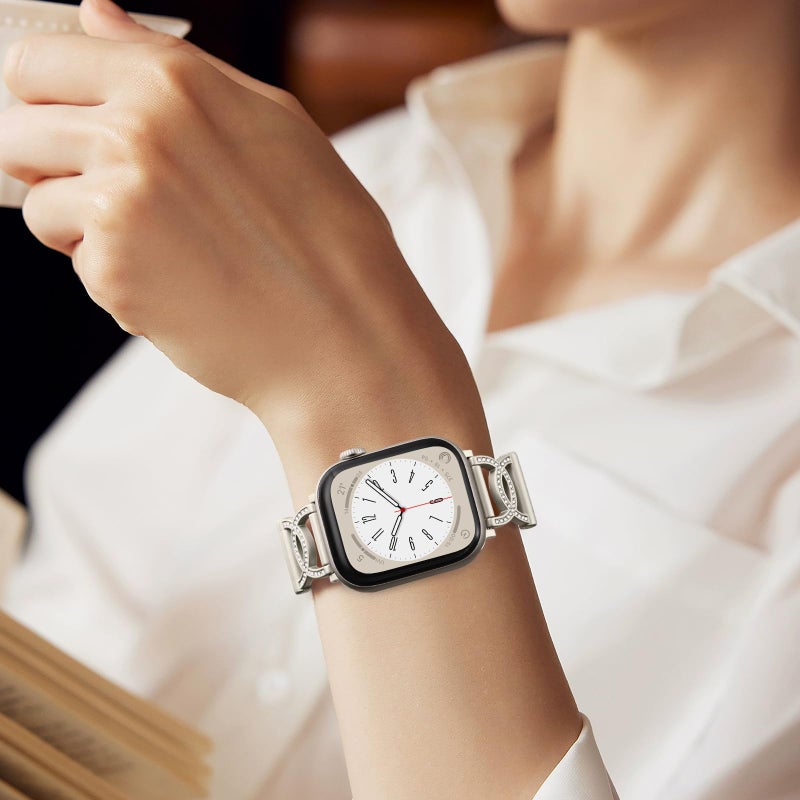DaQin Slim Silicone Band Compatible with Apple Watch Bands for Women 40mm 41mm 38mm 42mm, Stylish Thin Skinny Narrow Sport Strap for iWatch Bands Series 11 10 9 8 7 6 5 4 3 2 1 SE, Diamond Starlight - Image 5