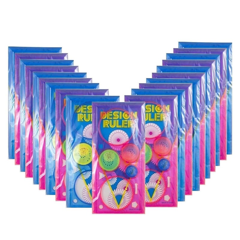 Firstly Pack of 20 Creative Gift Designer Spirograph Geometric Ruler Art and Craft Sets School Stationery Return Gift for Children Kids Students - Image 1