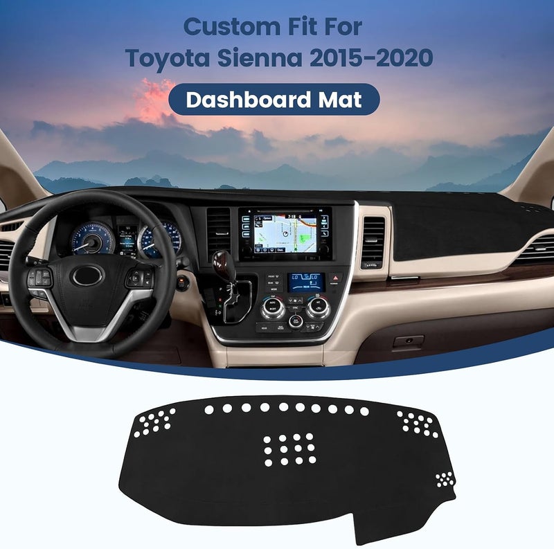 Rilsen Dashboard Cover Mat Custom Fit for 2015 2016 2017 2018 2019 2020 Toyota Sienna Dash Cover Nonslip Dash Mat Protector Sunshade No Glare Black - Image 2