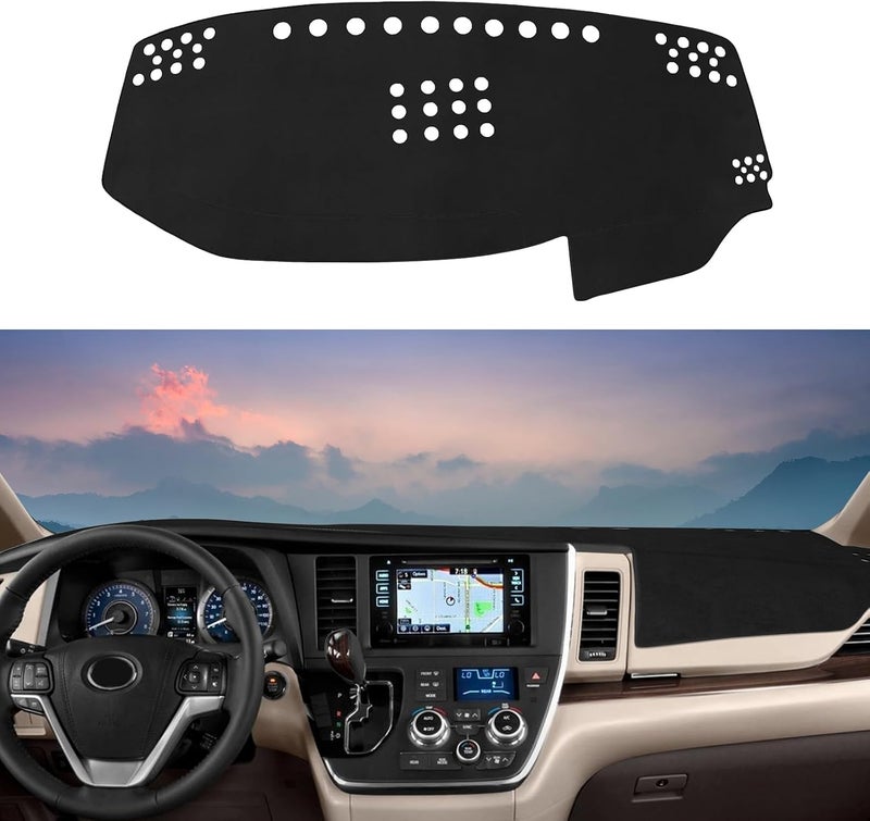 Rilsen Dashboard Cover Mat Custom Fit for 2015 2016 2017 2018 2019 2020 Toyota Sienna Dash Cover Nonslip Dash Mat Protector Sunshade No Glare Black - Image 1
