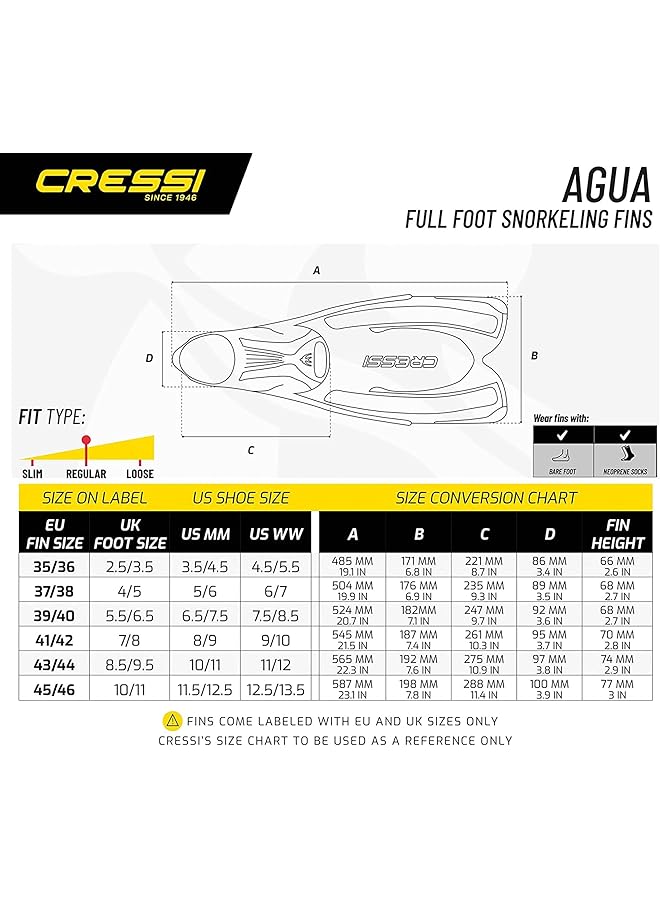 Cressi Agua Self Adjusting Fins For Diving Apnea & Snorkeling And Sizes Unisex Adults Juniors - Image 5