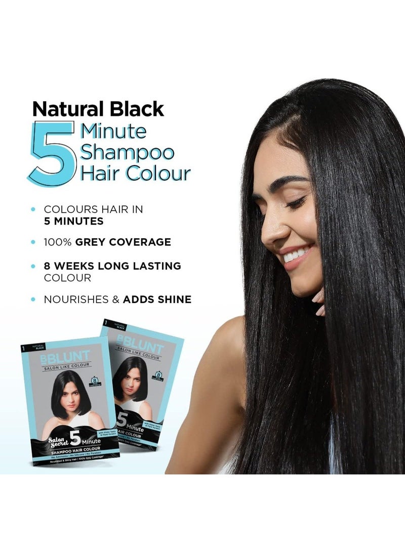 Bblunt Natural Black 5 Minute Shampoo Hair Colour For 100% Grey Coverage - 20ml X 5 - Image 2
