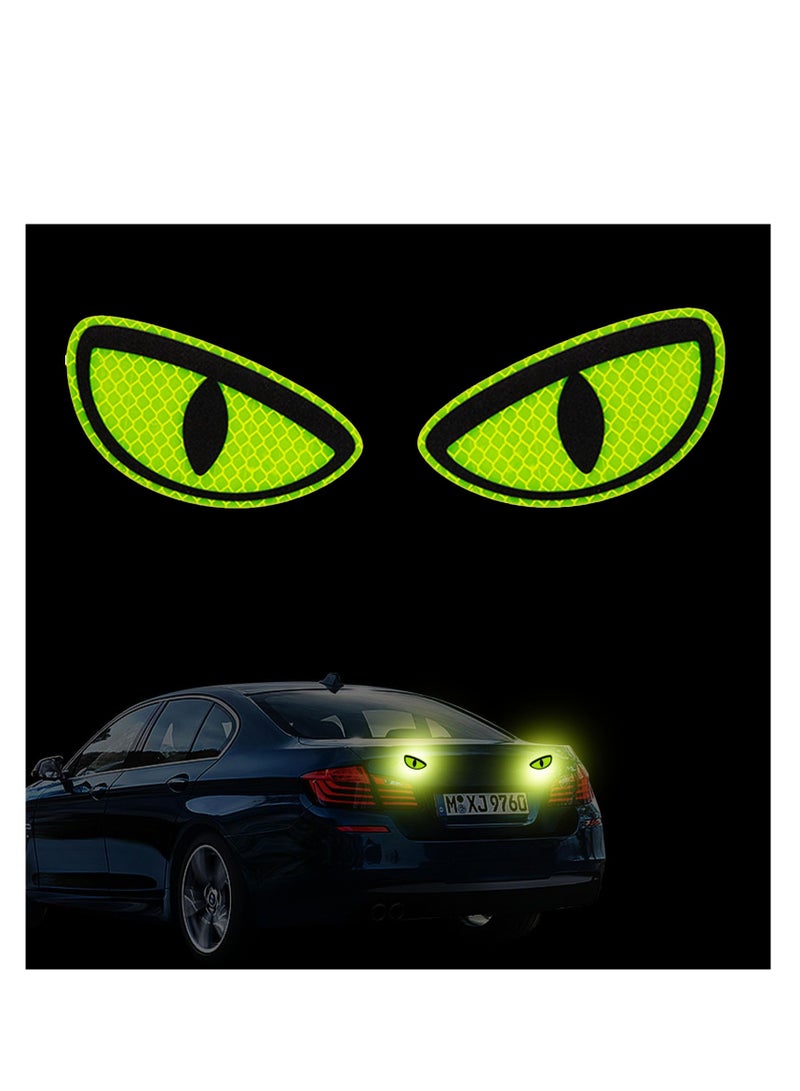 SYOSI Car Reflective Eye Decals Stickers, 2 Pairs Night Safety Driving Funny Caution Decal Fits Car Truck SUV Bicycle (Yellow) - Image 1