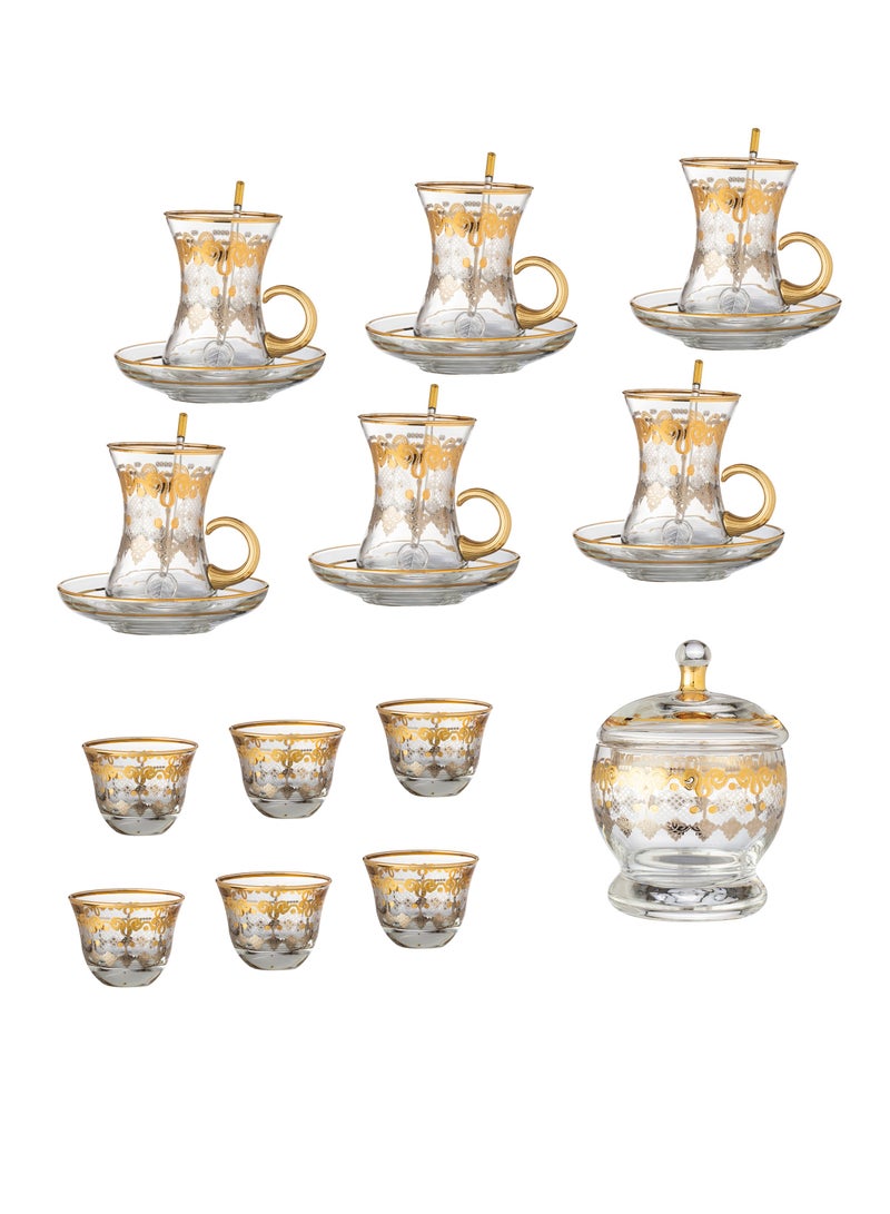 Dania 25 Pieces Coffee And Tea Set 6 Coffee Cups + 6 Tea Cups + 6 Saucers + 6 Sugar Tea Spoons With Lids  - Image 3