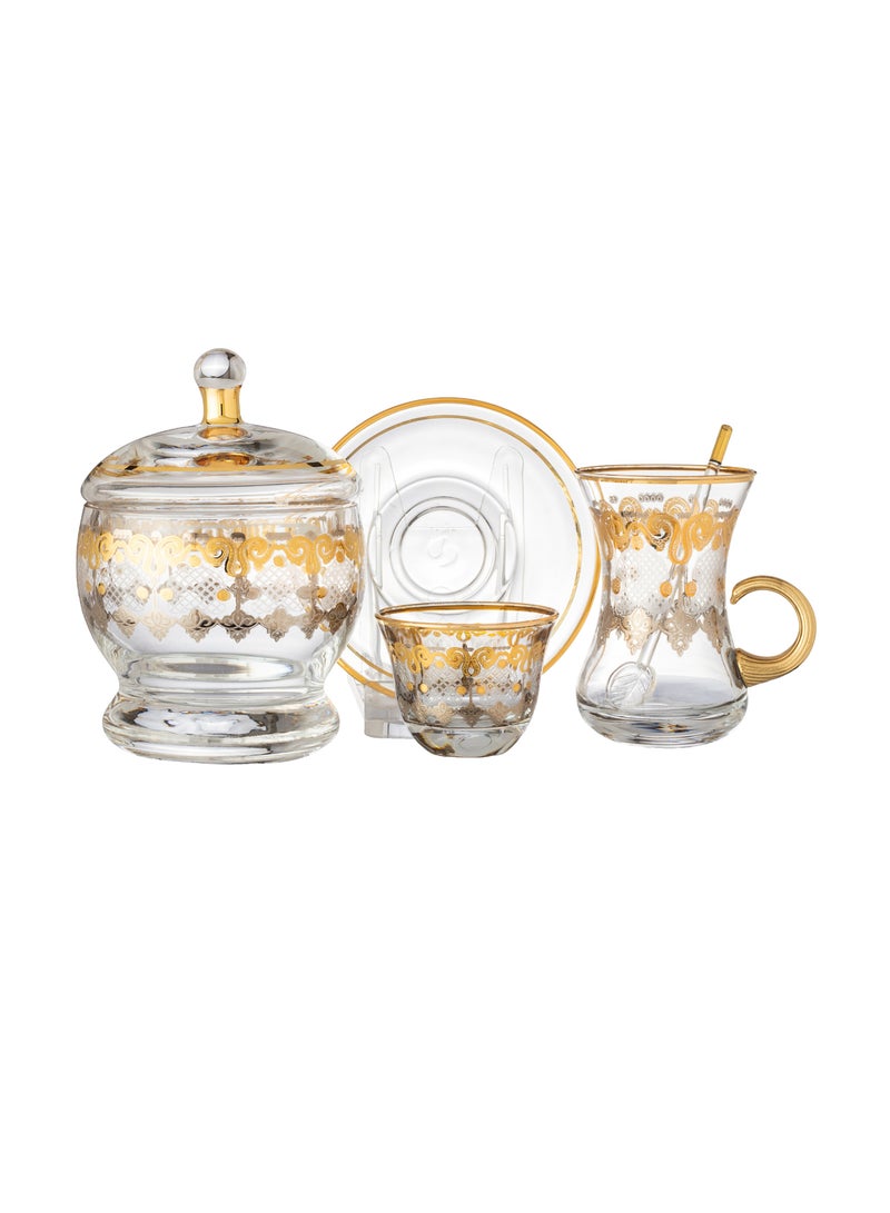 Dania 25 Pieces Coffee And Tea Set 6 Coffee Cups + 6 Tea Cups + 6 Saucers + 6 Sugar Tea Spoons With Lids  - Image 1