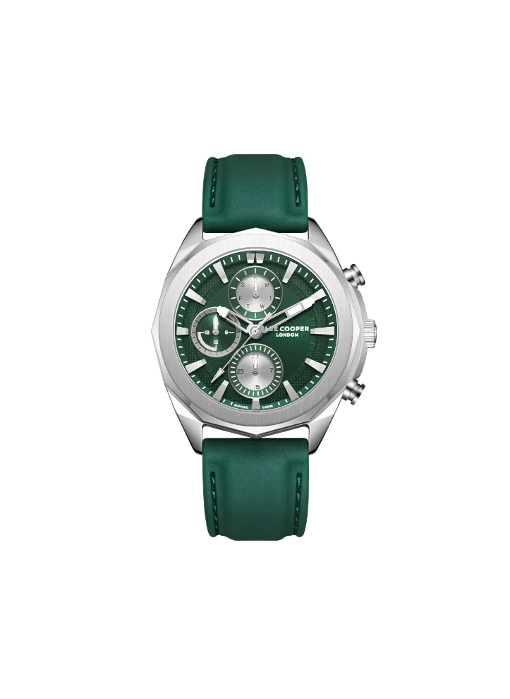 لي كوبر Men's Multi Function Display Watch With Dark Green Silicone Strap - LC07990.377