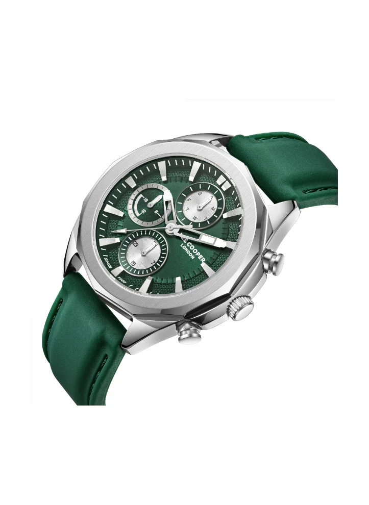 لي كوبر Men's Multi Function Display Watch With Dark Green Silicone Strap - LC07990.377