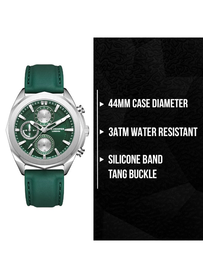 Lee Cooper Men's Multi Function Display Watch With Dark Green Silicone Strap - LC07990.377  - Image 2