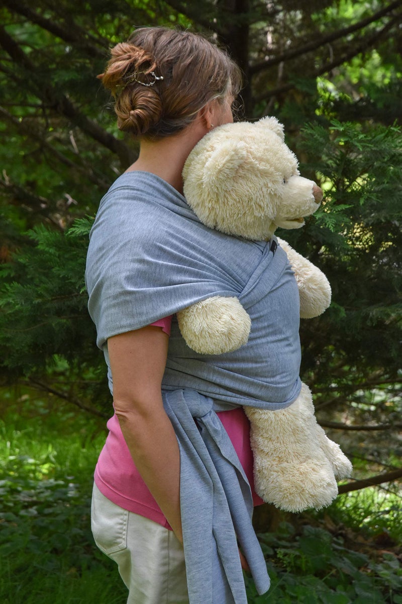 Simply Essential Solutions Baby Wrap Carrier Soft, Stretchy, Cotton Baby Wrap, Baby Sling, Nursing Cover Up for use with Newborn-Toddler: Evenly distributes Weight for More Comfortable Carrying (Light Grey) - Image 5