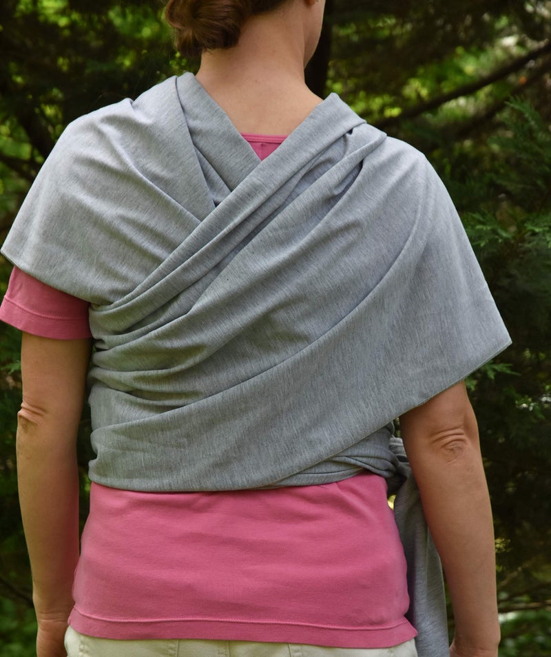 Simply Essential Solutions Baby Wrap Carrier Soft, Stretchy, Cotton Baby Wrap, Baby Sling, Nursing Cover Up for use with Newborn-Toddler: Evenly distributes Weight for More Comfortable Carrying (Light Grey) - Image 4