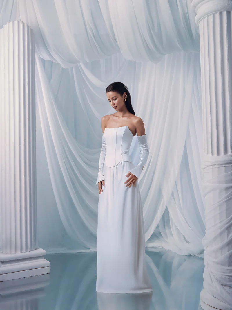 Lichi Satin maxi skirt with waist pleats