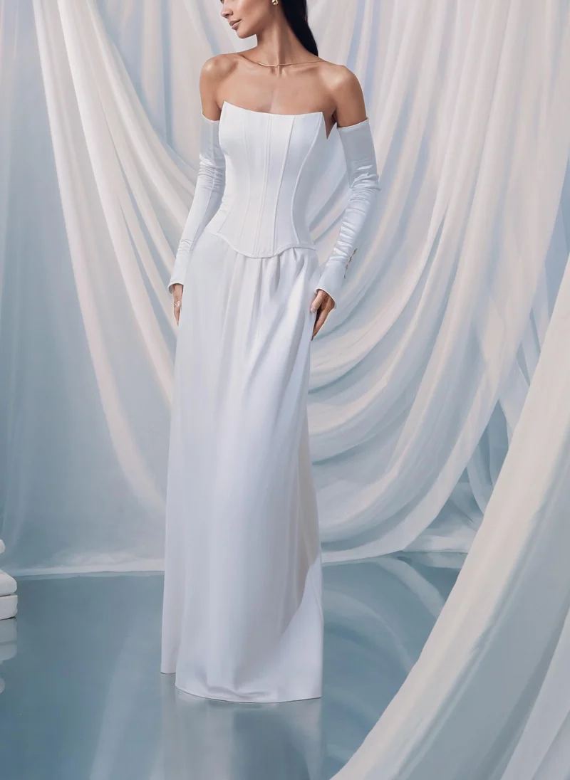 Lichi  Satin maxi skirt with waist pleats for Women | Best Price UAE