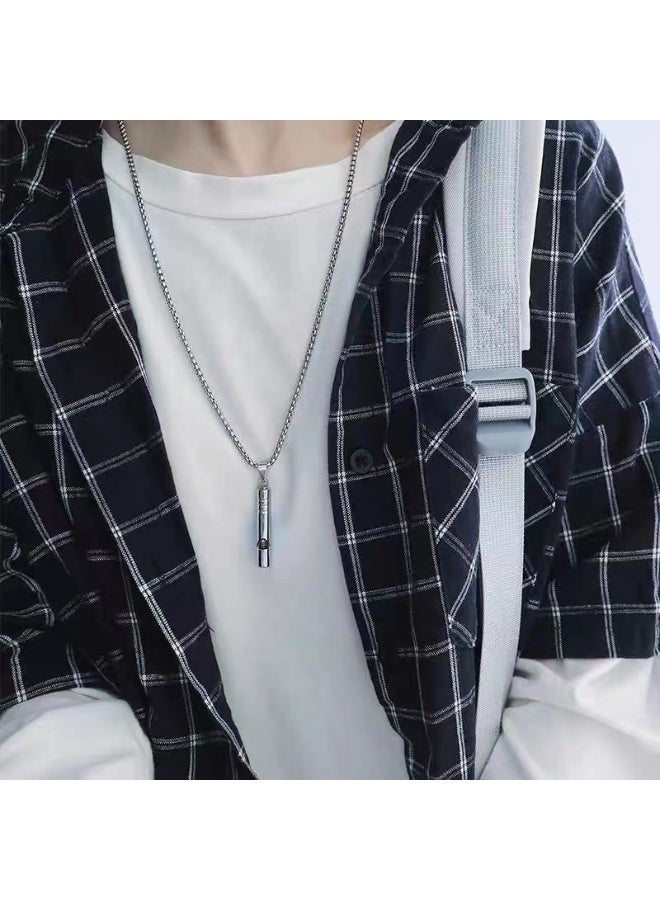 شابية [صافرة نجاة] صافرة نجاة طوارئ من التيتانيوم قطعة واحدة مع سلسلة بطول 24.5 بوصة - صافرة عالية من سبائك الزنك للتخييم والمشي لمسافات طويلة ومعدات السلامة أثناء السفر - أداة نجاة متينة في الهواء الطلق مع سلسلة من فولاذ التيتانيوم تدوم طويلاً، معدات نجاة للتخييم، أساسيات التخييم، لمسة نهائية معدنية أنيقة، ملحق برغي آمن، هيكل متين، للمتنزهين والمخيمين - Image 5