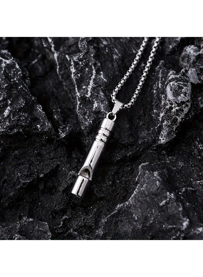 شابية [صافرة نجاة] صافرة نجاة طوارئ من التيتانيوم قطعة واحدة مع سلسلة بطول 24.5 بوصة - صافرة عالية من سبائك الزنك للتخييم والمشي لمسافات طويلة ومعدات السلامة أثناء السفر - أداة نجاة متينة في الهواء الطلق مع سلسلة من فولاذ التيتانيوم تدوم طويلاً، معدات نجاة للتخييم، أساسيات التخييم، لمسة نهائية معدنية أنيقة، ملحق برغي آمن، هيكل متين، للمتنزهين والمخيمين - Image 4