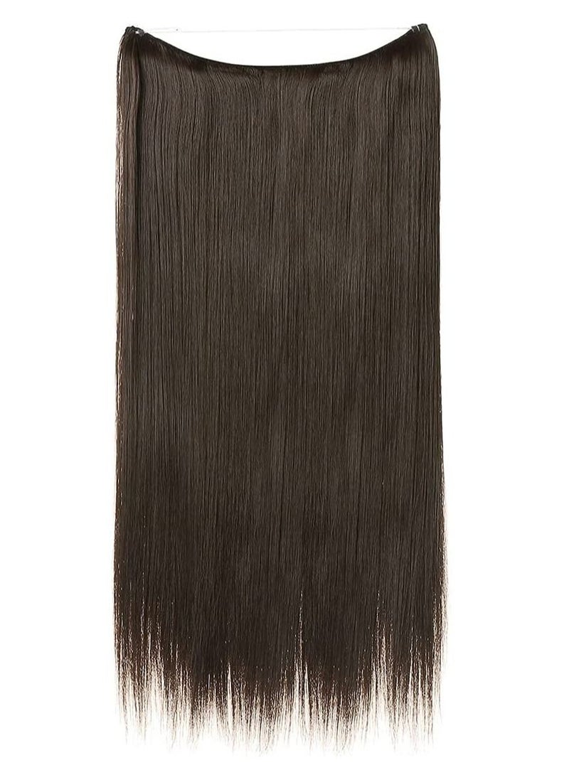 إستيل وصلات شعر بني غامق قصيرة اصطناعية عقال مستقيم للنساء ألياف مقاومة للحرارة بدون مشبك - Image 2