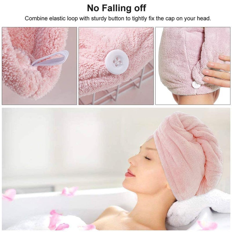 AZARIA Hair Towel Wrap Absorbent Towel Hair-Drying Bathrobe Magic Hair Towel Super Quick-Drying Microfiber 500 GSM Bath Towel Hair Dry Cap Salon Towel (Multicolor) (Pack of 2) - Image 4