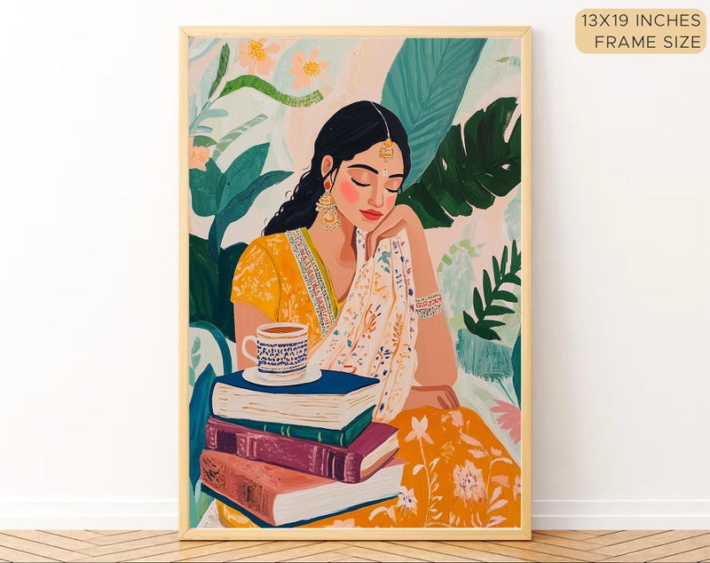 Gamya Big Aesthetic Indian Framed Posters Wall Decor Paintings For Living Room, Bedroom/Big Paintings For Wall Decoration/Posters Gift Items For Girls (13x19 Inches) (Set A) - Image 2