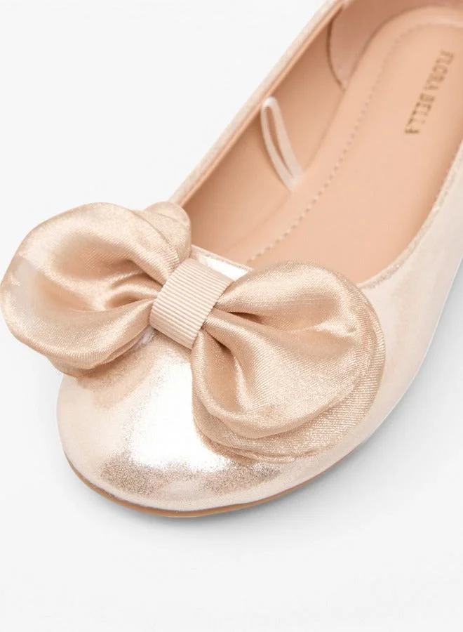 Flora Bella By Shoexpress Girls Bow Accent Slip-On Ballerina Shoes