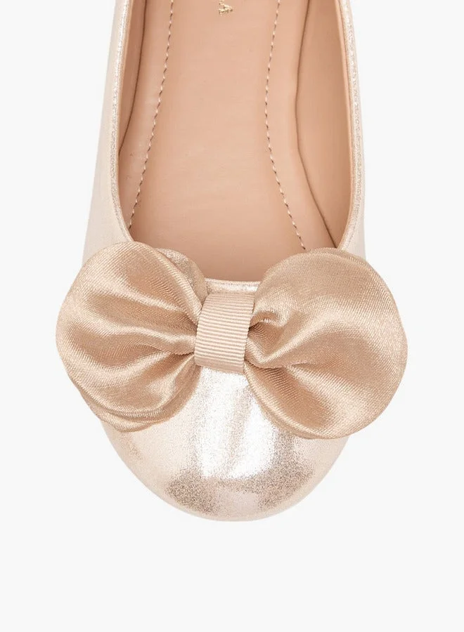 Flora Bella By Shoexpress Girls Bow Accent Slip-On Ballerina Shoes