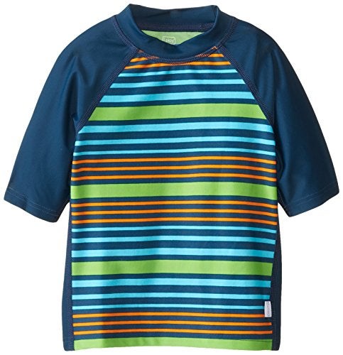 i play Boys' Baby Unisex Short Sleeve Rash Guard UPF 50+, Blue Stripe, 6 Months - Image 4