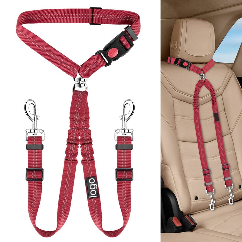 Generic Pet Leash Dog Walking Towing Rope One to Two Safety Belt Nylon Material Pet Supplies Dog Chain Circle for Easy Movement Red 