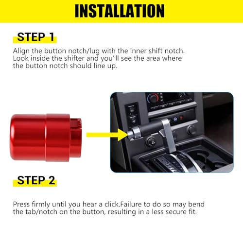 Canitu Transmission Shifter Button Knob Gear Shift Handle Button for Hummer H2 and H2 SUT 2003 2004 2005 2006 2007 2008 2009, CNC Aluminum Alloy Anti-Raust Durable Accessories (Red) - Image 3