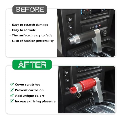 Canitu Transmission Shifter Button Knob Gear Shift Handle Button for Hummer H2 and H2 SUT 2003 2004 2005 2006 2007 2008 2009, CNC Aluminum Alloy Anti-Raust Durable Accessories (Red) - Image 2