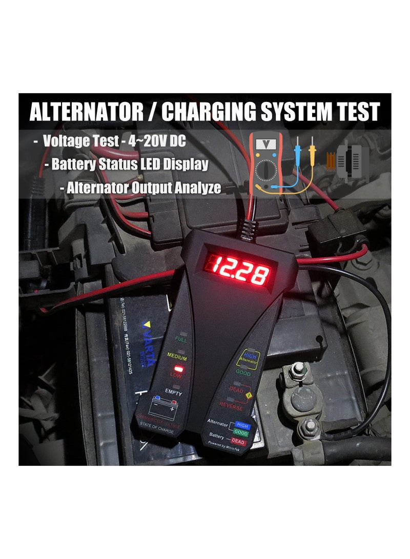 SYOSI MP0514A 12V Digital Car Battery Tester Voltmeter and Charging System Analyzer with LCD Display and LED Indication - Black Rubber Paint - Image 5