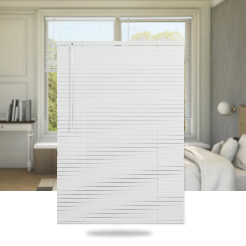 SEEYE Cordless Mini Blinds Aluminum Venetian Blind Horizontal Window Shades 1 Slat Size Rooming Darkening Blinds AntiUV Waterproof for Bedroom Office Easy to Install 24 W x 64 H White